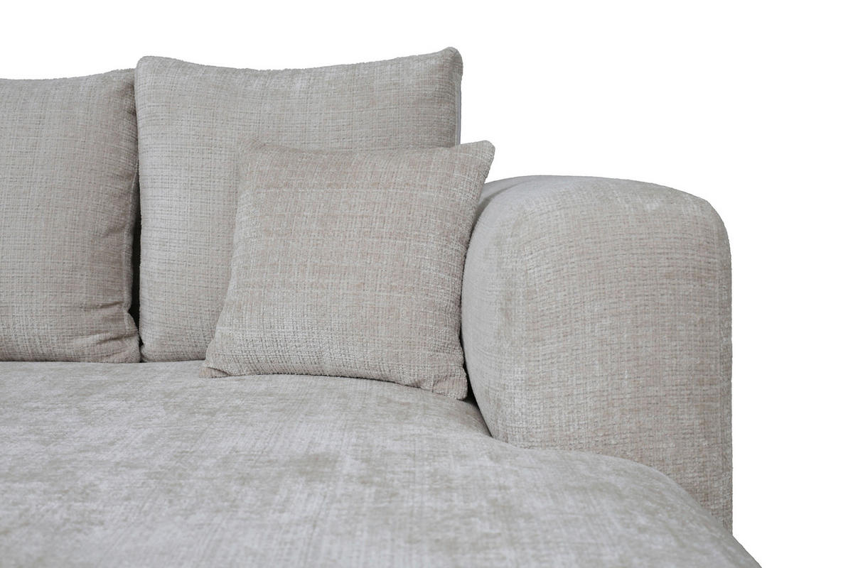 ECKSOFA Creme Chenille Zierkissen, Rückenkissen, Rücken echt  - Creme/Schwarz, MODERN, Kunststoff/Textil (276/188cm) - Milino