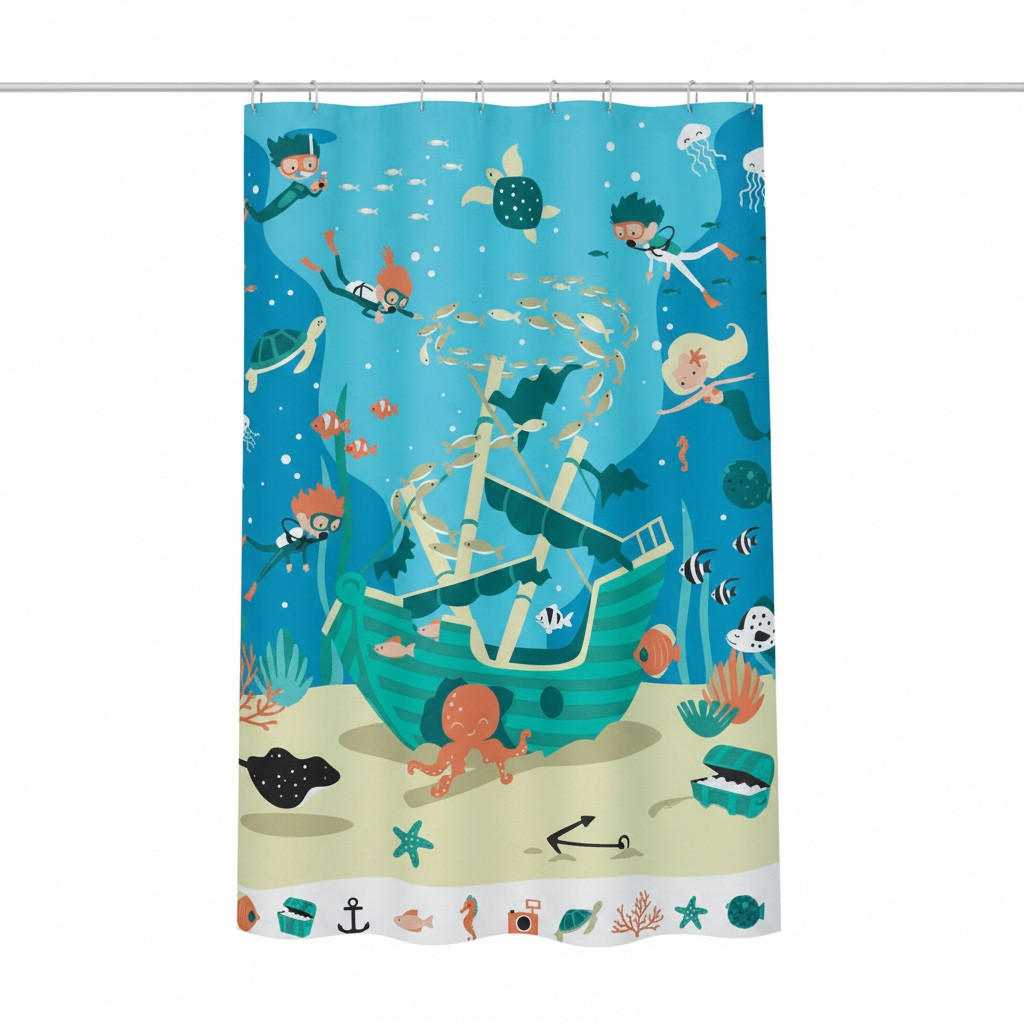 DUSCHVORHANG PIRATES 180/200 cm  - Multicolor, Basics, Textil (180/200cm) - Spirella