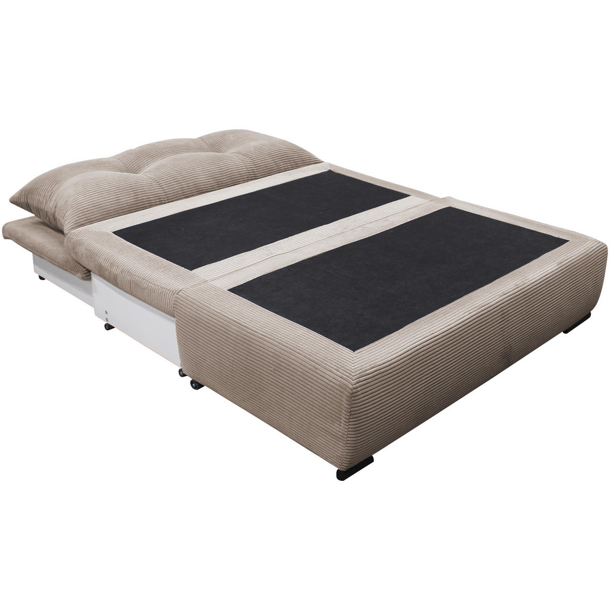 SCHLAFSOFA  mit Liegefunktion Cord Taupe  - Taupe/Schwarz, Design, Kunststoff/Textil (154/93/85cm) - MID.YOU