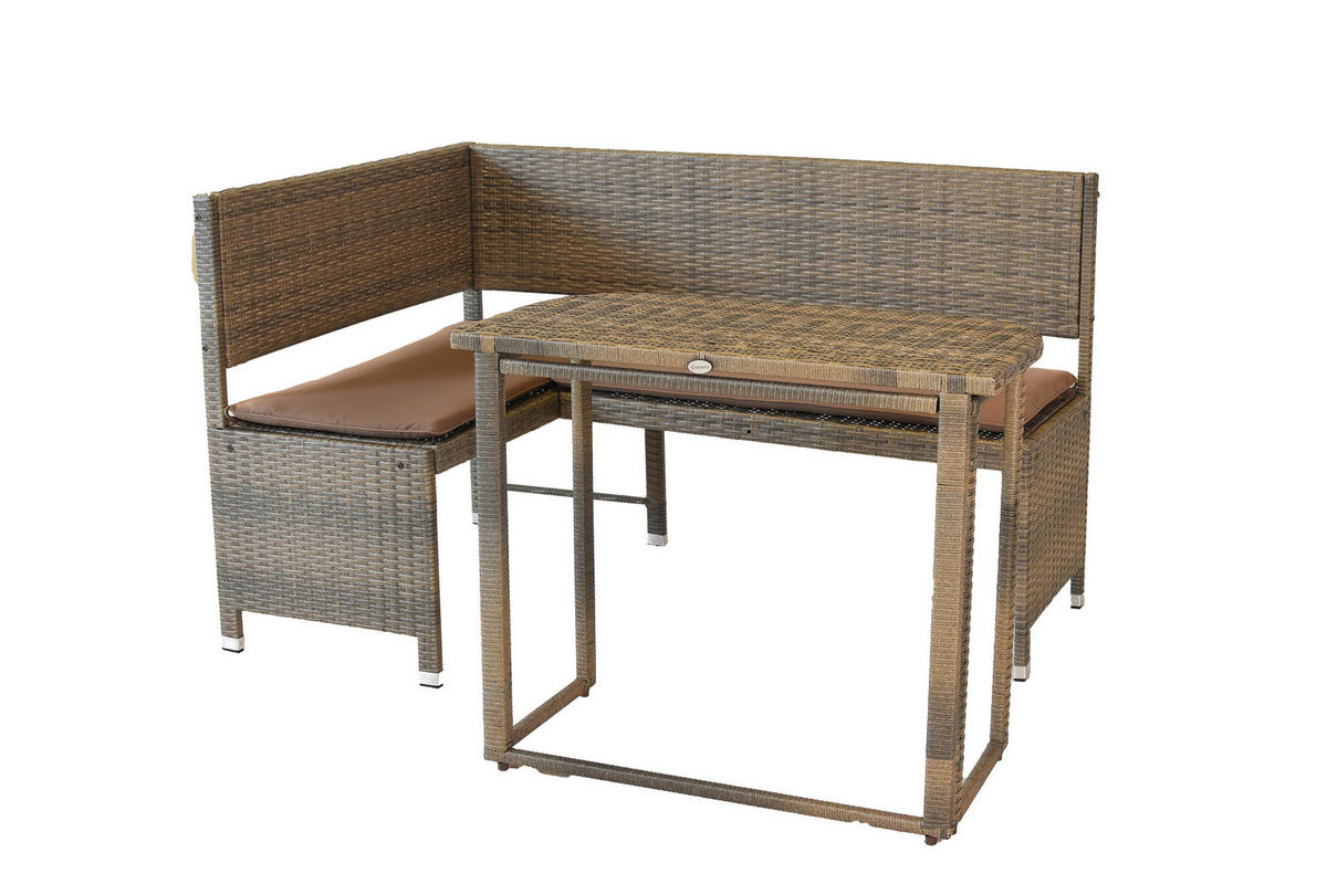 GARTENSET 3-teilig Stahl 3-teilig  - Naturfarben, KONVENTIONELL, Kunststoff/Textil - Gardenson