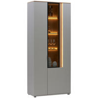 VITRÍNA, barvy dubu, světle šedá, 93,2/213,1/42 cm - barvy dubu/světle šedá, Design, kompozitní dřevo/sklo (93,2/213,1/42cm) - Dieter Knoll