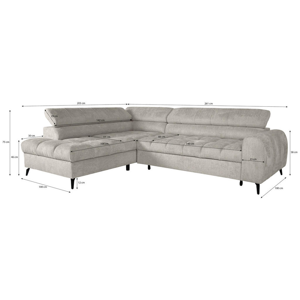 Thumbnail - Livetastic Ecksofa, Creme, Textil, 5-Sitzer, L-Form, 261x203 cm, Stoffauswahl, Liegefunktion, Rücken echt, in den Filial...