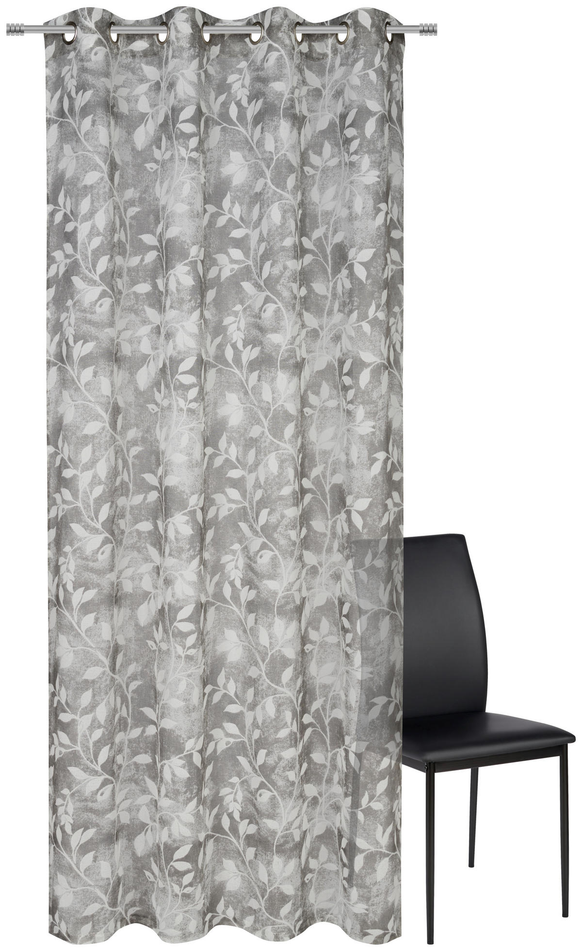 ÖSENVORHANG halbtransparent  - Weiß/Grau, Design, Textil (135/245cm) - Esposa