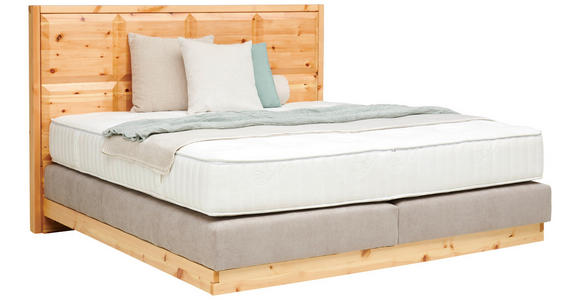 BOXSPRINGBETT 160/200 cm in Zirbelkieferfarben, Greige - Greige/Zirbelkieferfarben, Natur, Holz/Textil (160/200cm) - Valnatura