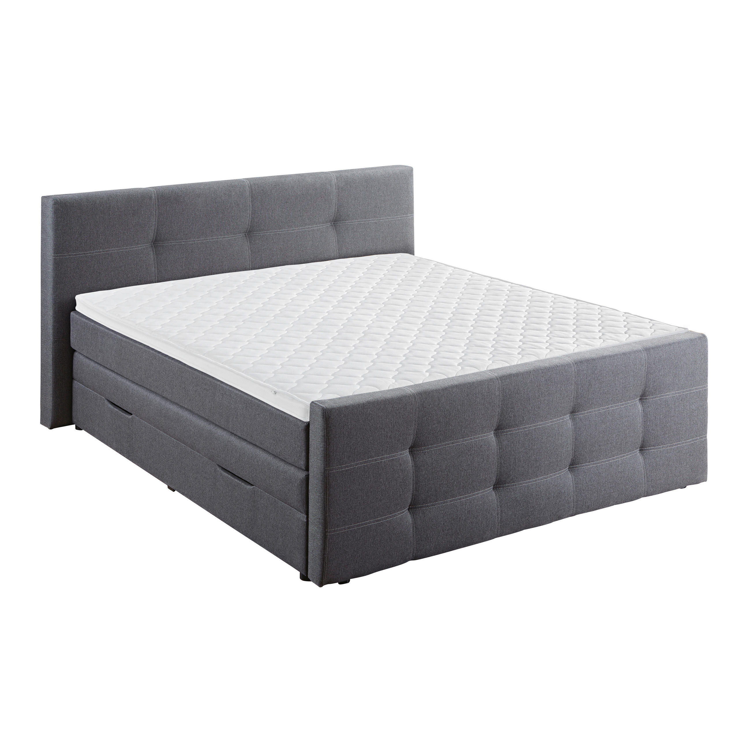 BOXSPRINGBETT 180/200 cm  in Grau  - Schwarz/Grau, Design, Kunststoff/Textil (180/200cm) - Carryhome