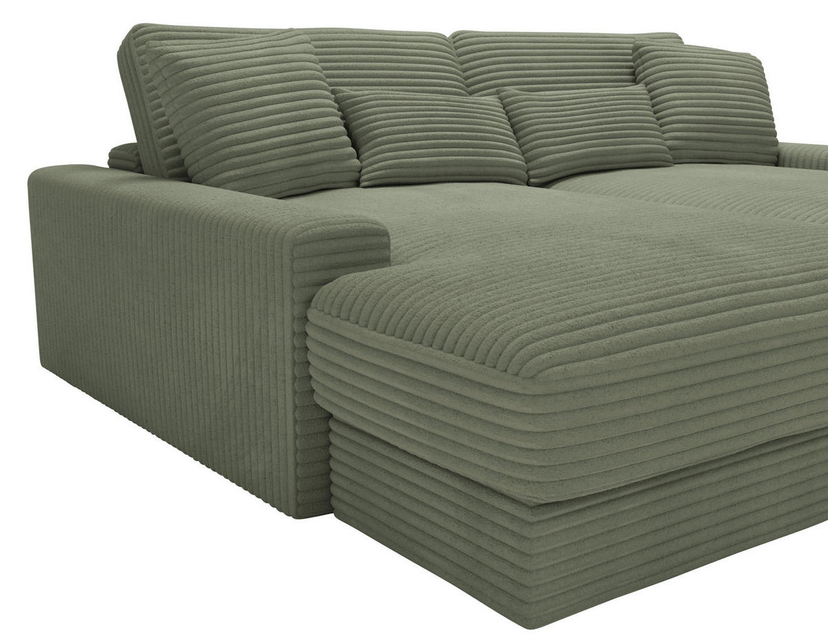 BIGSOFA in Cord Olivgrün  - Schwarz/Olivgrün, MODERN, Kunststoff/Textil (230/85/190cm) - Carryhome