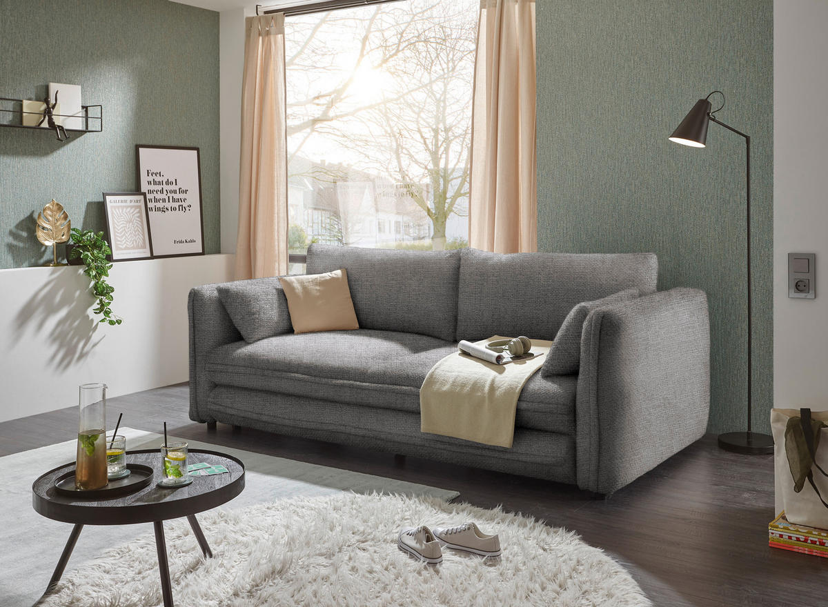 SCHLAFSOFA in Textil Grau  - Schwarz/Grau, Konventionell, Kunststoff/Textil (237/94/117cm) - MID.YOU
