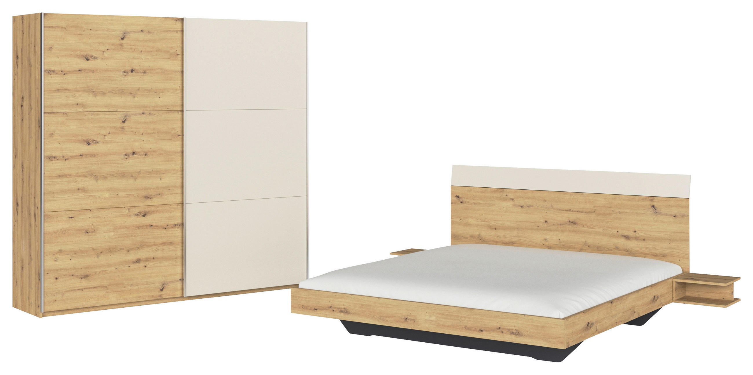 SCHLAFZIMMER Champagner, Eiche Artisan  - Champagner/Eiche Artisan, Design, Holzwerkstoff - Boxxx