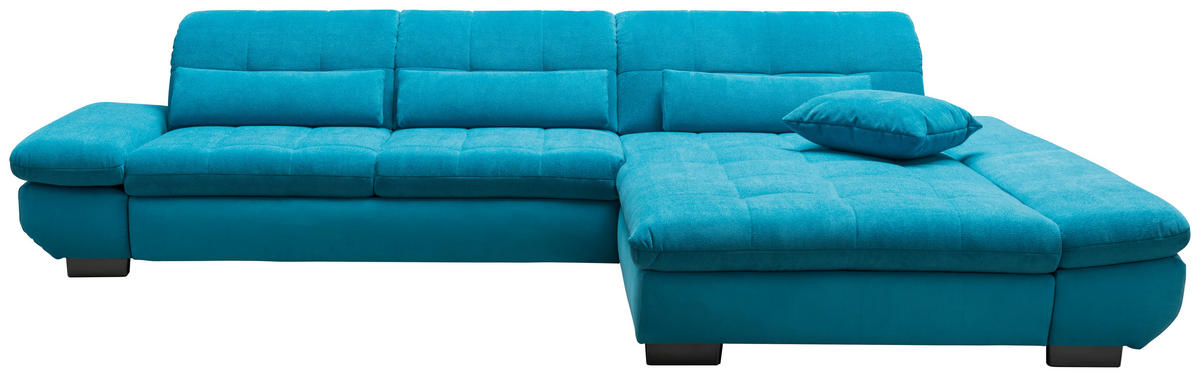 ECKSOFA Türkis Mikrofaser  - Türkis/Schwarz, Design, Textil/Metall (204/341cm) - Xora