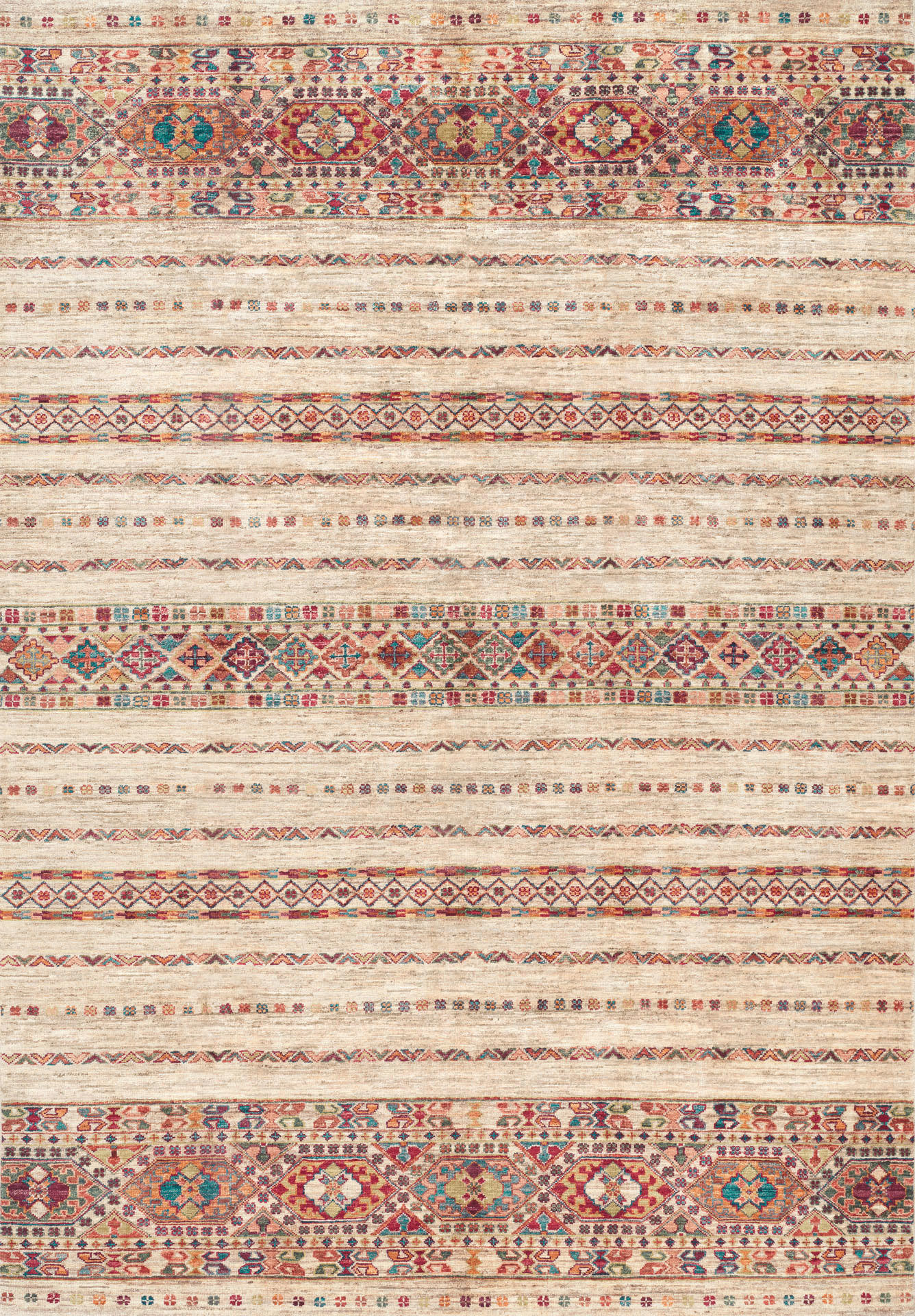 VINTAGE-TEPPICH  Wohnzimmer 160/230 cm Cortea Araqan Terracotta, Graublau, Elfenbein rechteckig  - Elfenbein/Graublau, LIFESTYLE, Kunststoff/Textil (160/230cm) - Lindorug