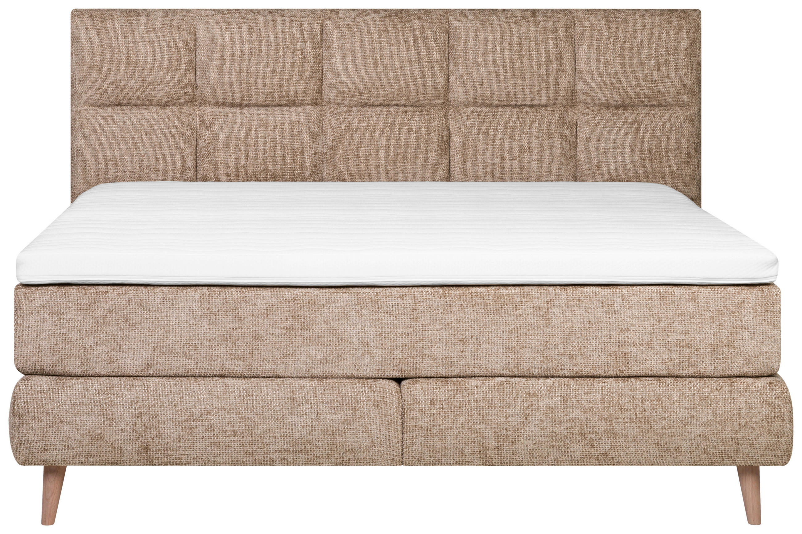 KONTINENTALSÄNG 180/200 cm  i beige  - vit/beige, Klassisk, trä/textil (180/200cm) - Visionight