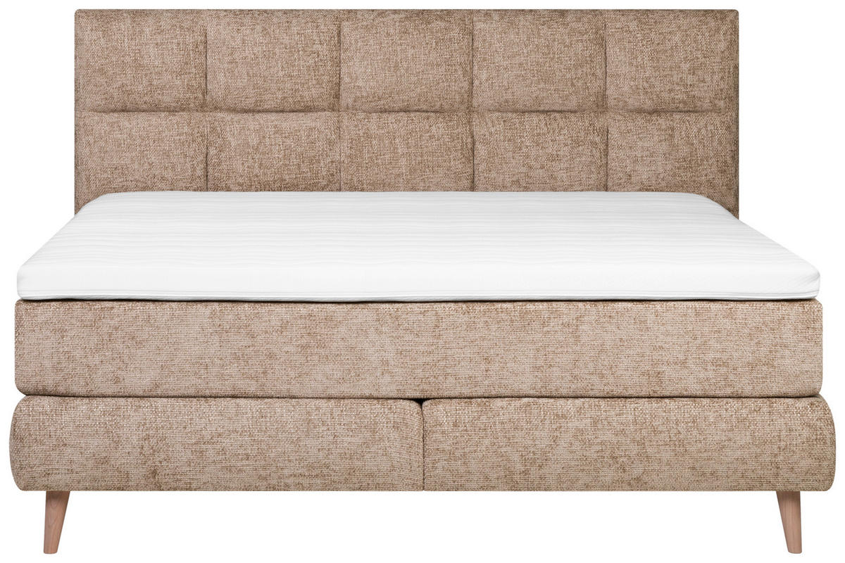 KONTINENTALSÄNG 180/200 cm  i beige  - vit/beige, Klassisk, trä/textil (180/200cm) - Visionight