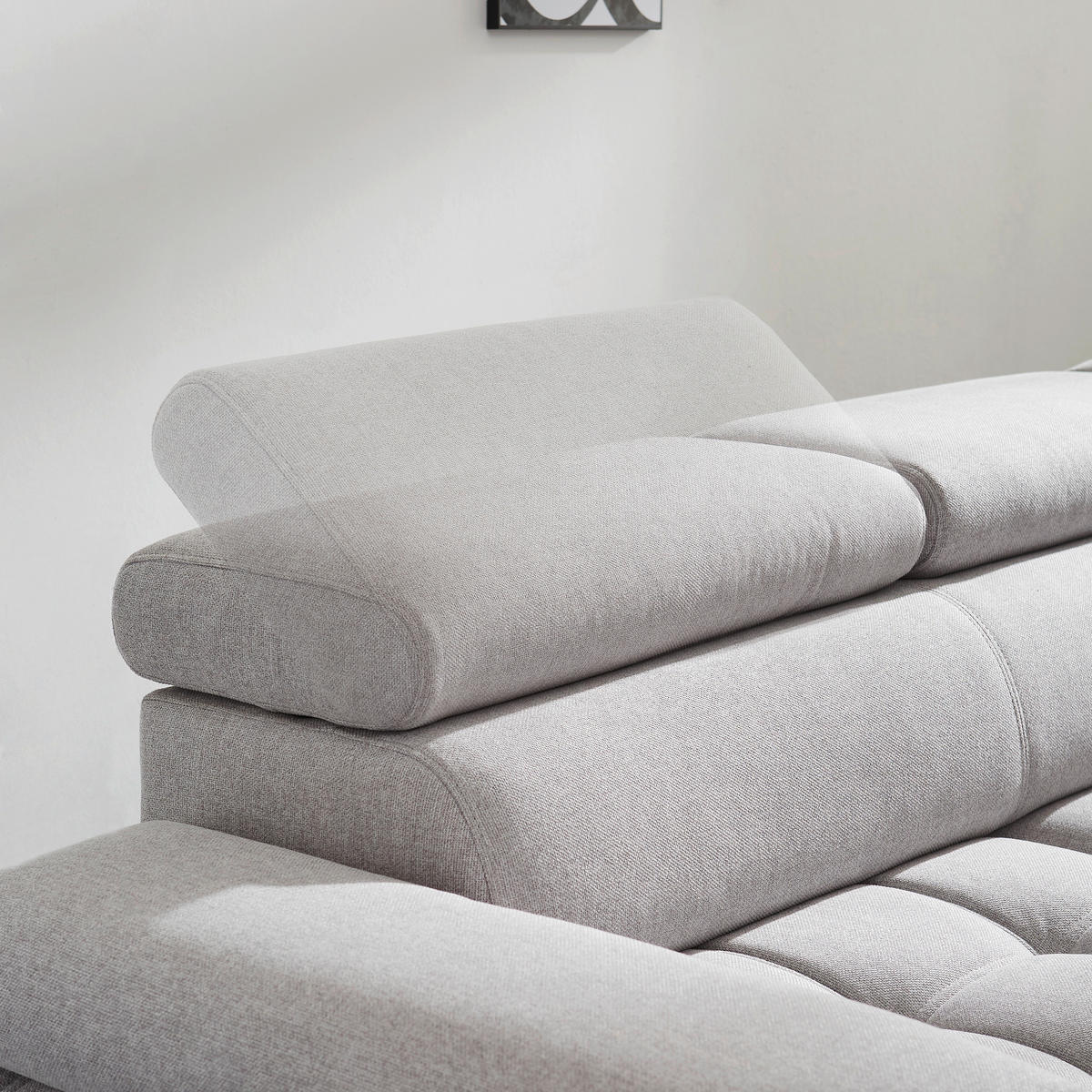 ECKSOFA Silberfarben Webstoff  - Silberfarben/Schwarz, MODERN, Textil/Metall (263/223cm) - Welnova
