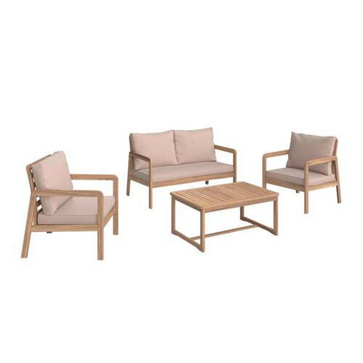 GARTENSET  - Hellgrau/Teakfarben, MODERN, Holz/Textil (85/116/60/35/72/72/55/64/64cm) - Ambia Garden