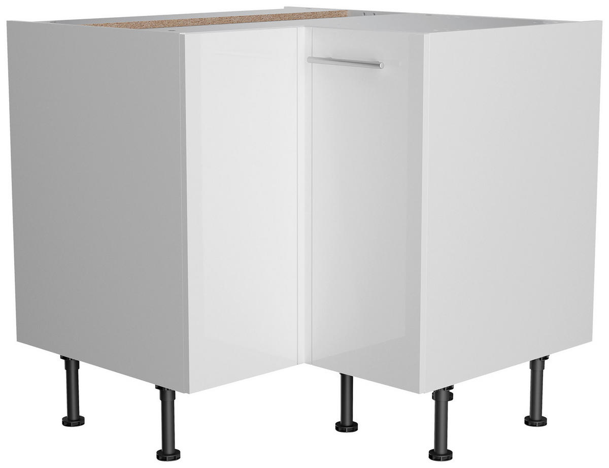ECKKÜCHE 270/200 cm  in Weiß, Weiß Hochglanz  - Edelstahlfarben/Weiß Hochglanz, Basics, Holzwerkstoff/Metall (270/200cm) - Optifit