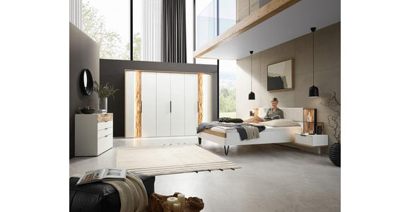 BETTANLAGE 180/200 cm  in Weiß, Wildeiche, Anthrazit, Naturfarben  - Wildeiche/Anthrazit, Design, Holz/Holzwerkstoff (180/200cm) - Dieter Knoll