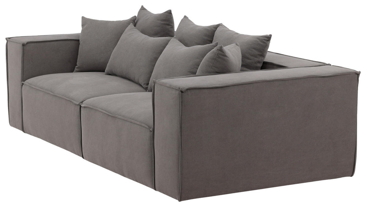 2-SITS SOFFA i plast, textil grå, svart  - grå/svart, Design, textil/plast (232/80/116cm) - Livetastic