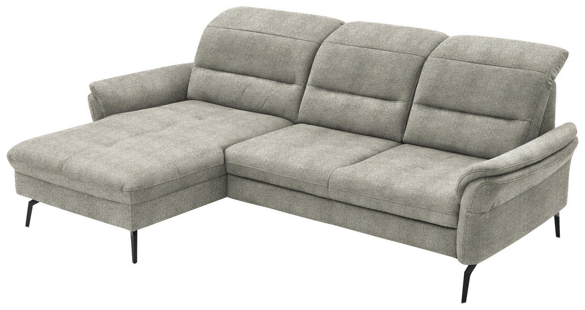 ECKSOFA in Flachgewebe Braun, Grün  - Schwarz/Braun, Konventionell, Textil/Metall (181/260cm) - Beldomo Speed