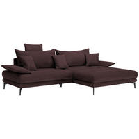 ECKSOFA PRATO Dunkelbraun Flachgewebe  - Dunkelbraun/Schwarz, MODERN, Textil/Metall (292/176cm) - MID.YOU