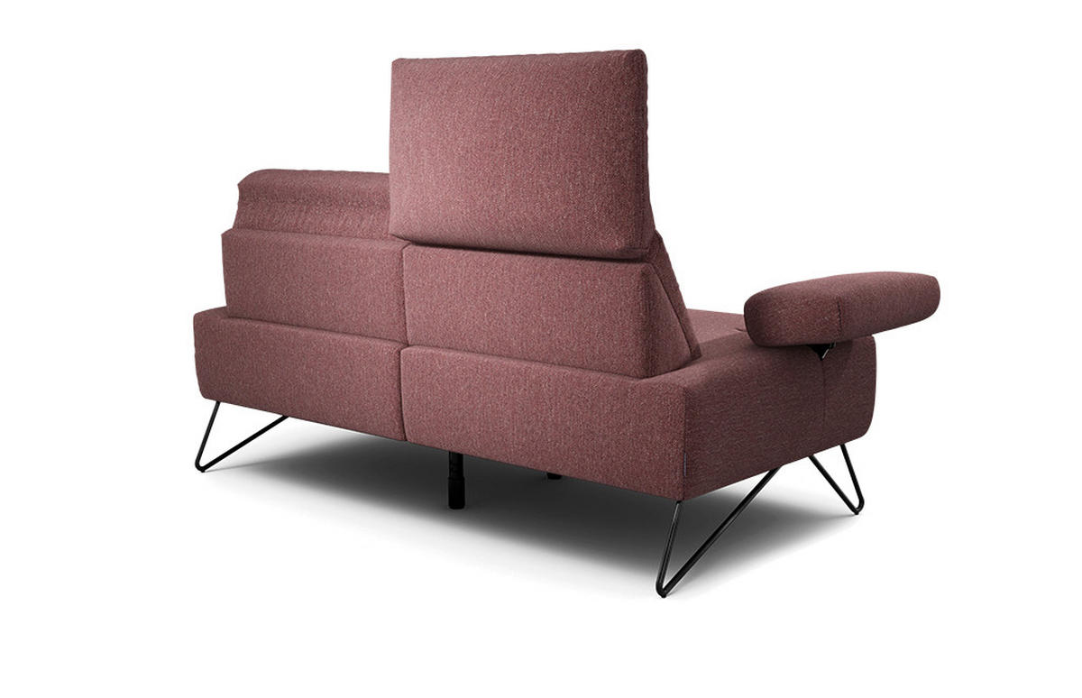 2-SITZER-SOFA Chenille Rot  - Rot/Schwarz, Design, Textil/Metall (164-194/85/86-94cm) - SENSOO