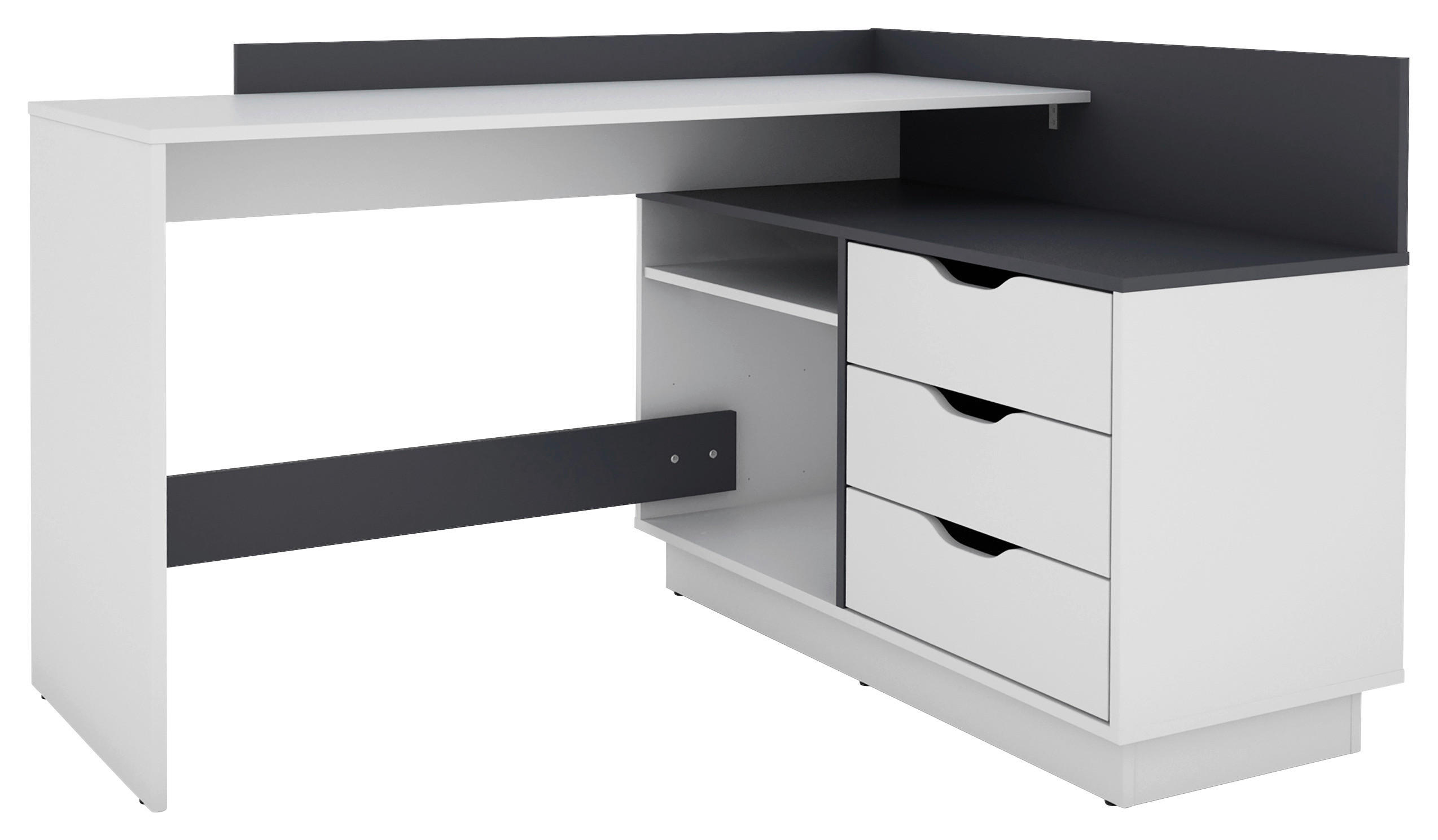 Eckschreibtisch mit Stauraum 105 cm Belfast Schwarz/Weiß