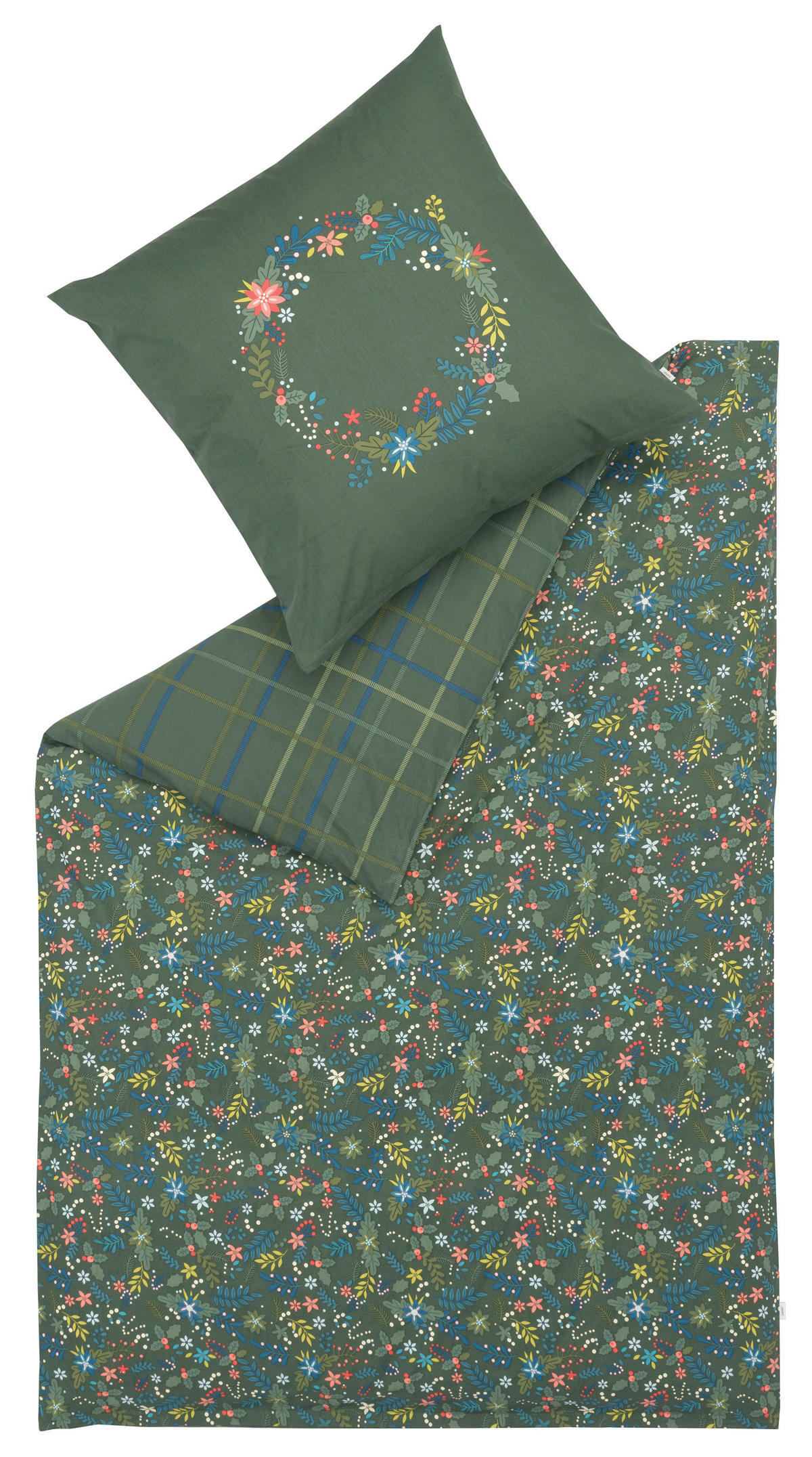 OBOUSTRANNÉ POVLEČENÍ, satén, zelená, vícebarevná, 155/200 cm - zelená/vícebarevná, Basics, textil (155/200cm) - Esprit