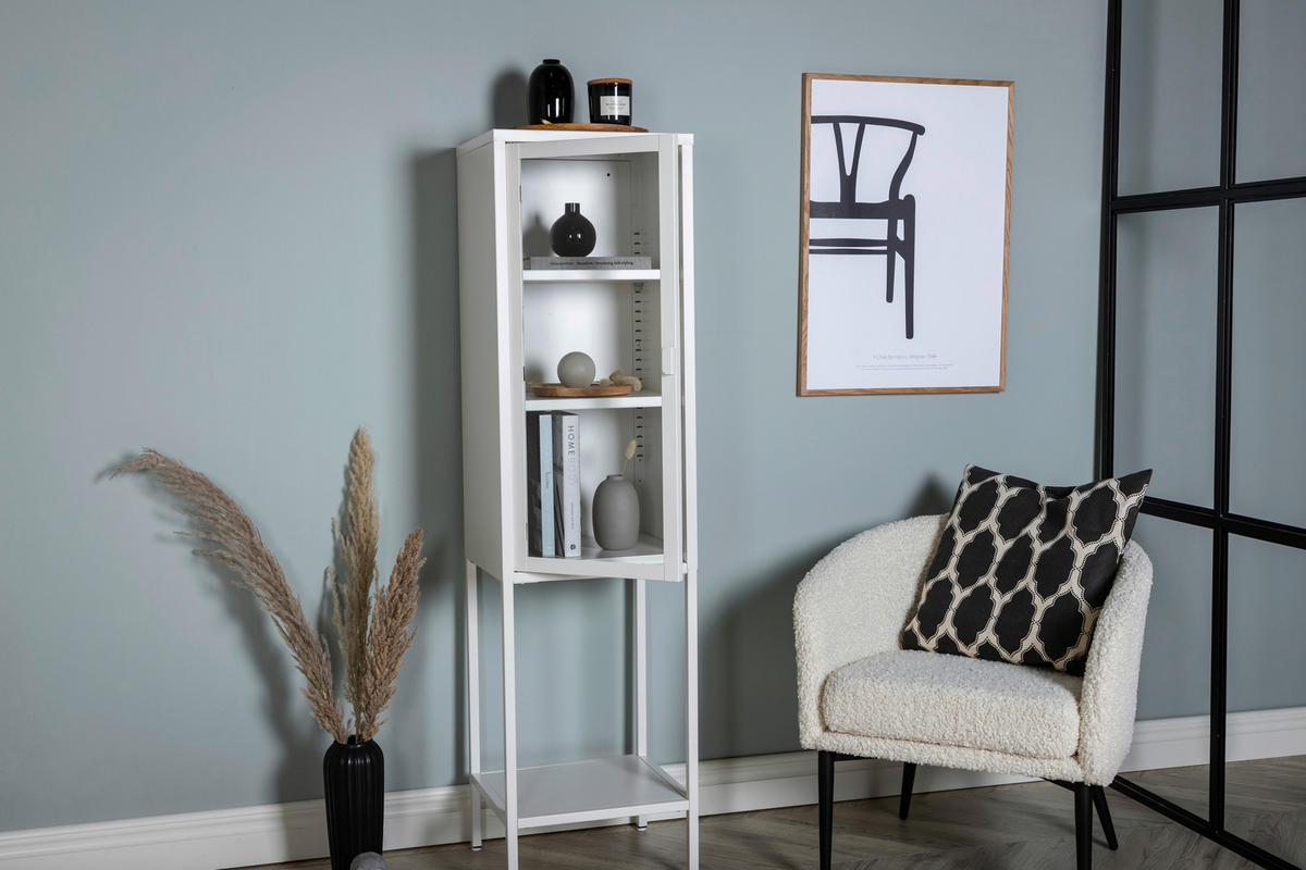 VITRINE in Weiß  - Weiß, Design, Metall (40,5/150/35cm) - Livetastic