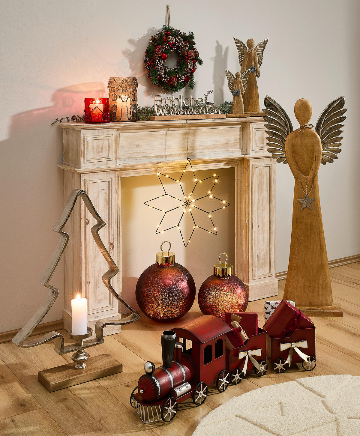 DEKOENGEL  - Silberfarben/Braun, LIFESTYLE, Holz/Metall (43/112/12cm) - X-Mas