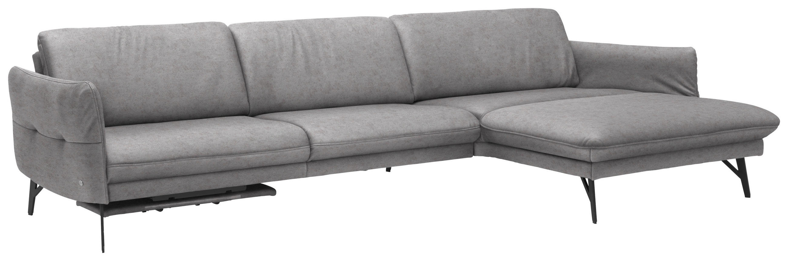 ECKSOFA in Echtleder Grau  - Anthrazit/Grau, Design, Leder/Metall (330/174cm) - Himolla