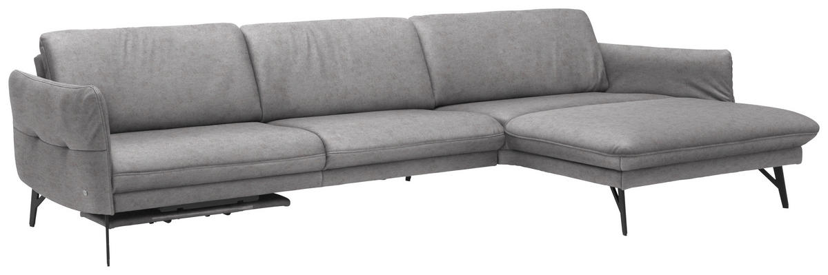 ECKSOFA in Echtleder Grau  - Anthrazit/Grau, Design, Leder/Metall (330/174cm) - Himolla