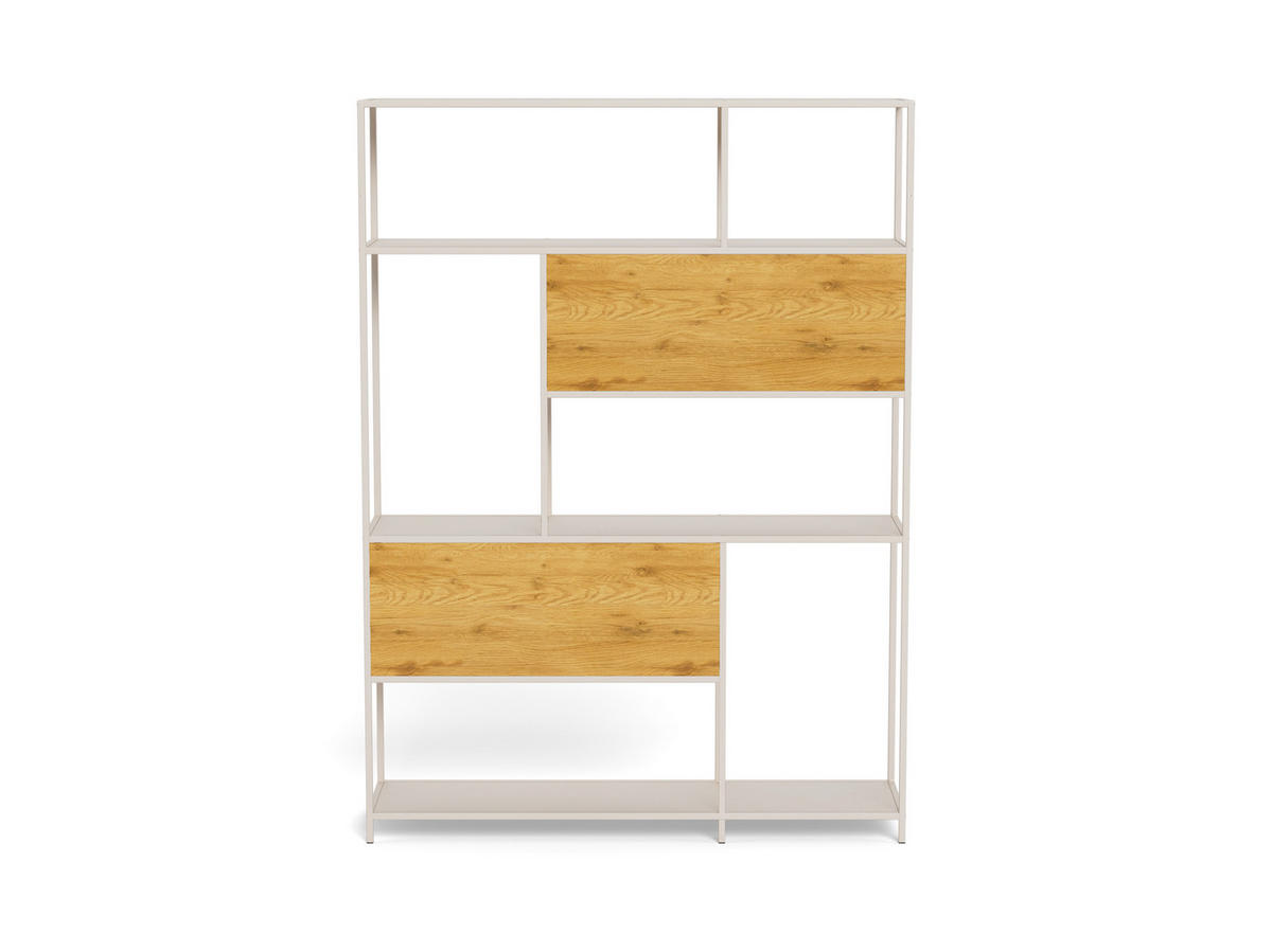 REGAL Grau, Wildeiche  - Wildeiche/Grau, Design, Holzwerkstoff/Metall (135/185/35cm) - Carryhome