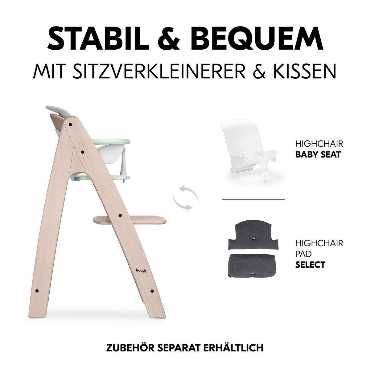 HOCHSTUHL Arketa Beech  - Weiß/Mintgrün, Basics, Holz (48/79/54cm) - Hauck