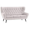 3-SITZER-SOFA in Webstoff Beige  - Beige/Schwarz, Design, Holz/Textil (187/101/95cm) - Stylife
