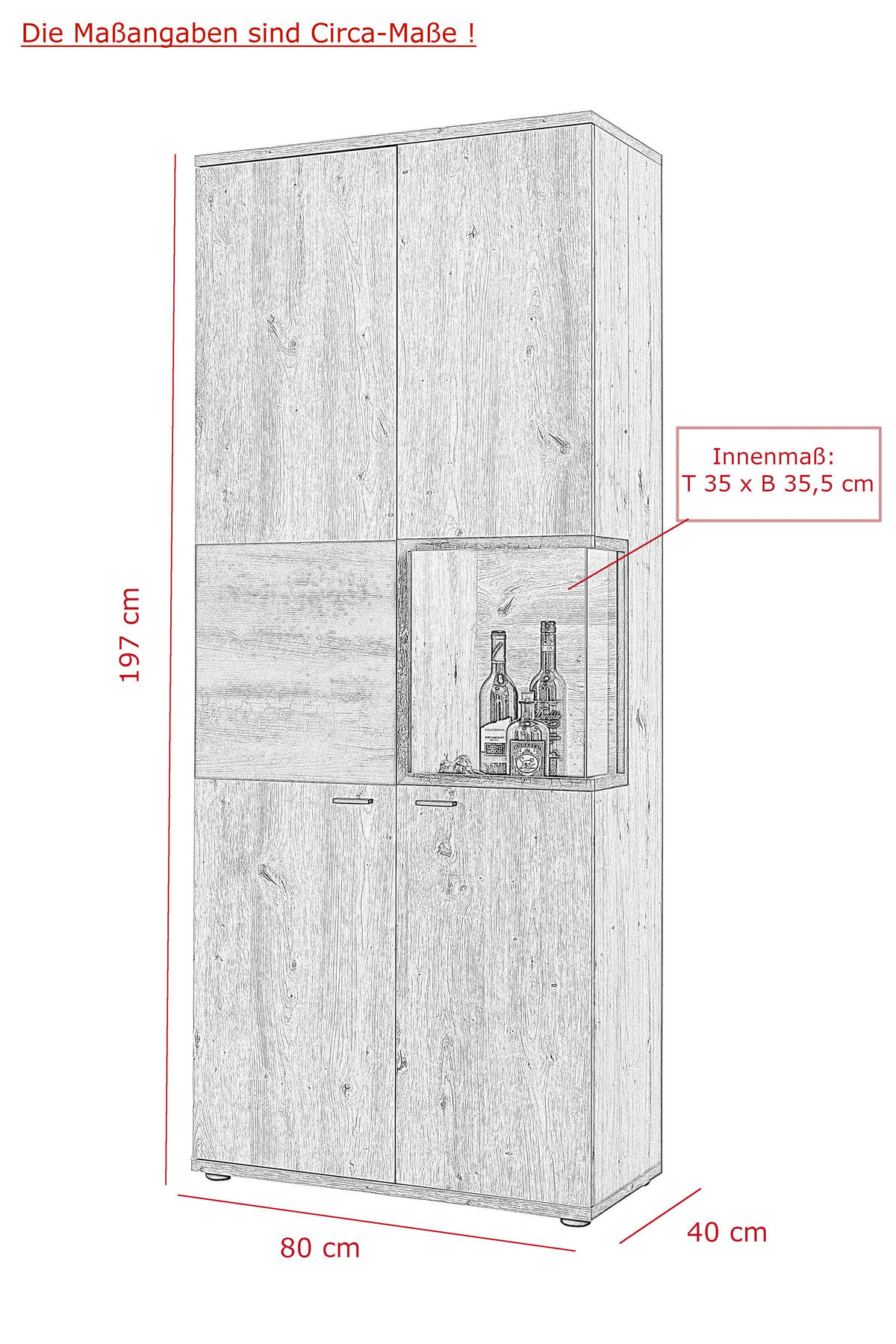 VITRINE  in Eiche Artisan  - Schwarz/Eiche Artisan, MODERN, Glas/Holzwerkstoff (80/197/40cm) - MID.YOU