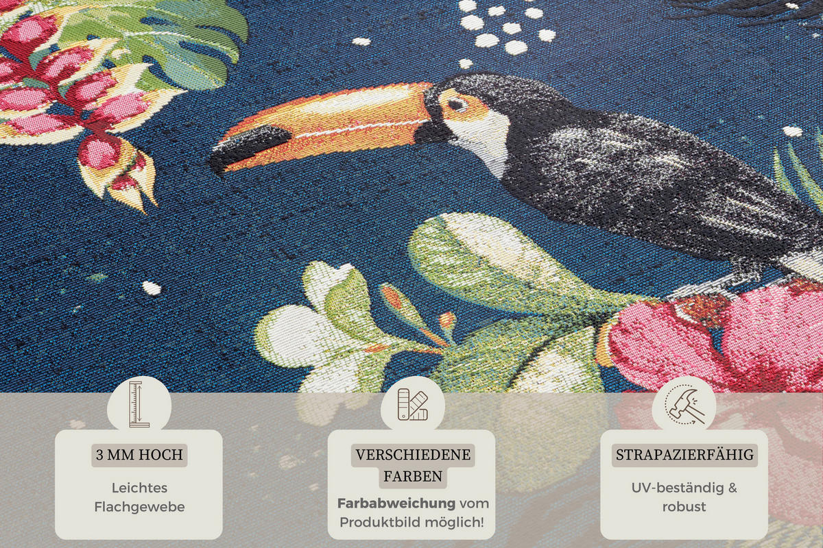 OUTDOORTEPPICH 200/285 cm Flair Dunkelblau, Multicolor  - Multicolor/Dunkelblau, Design, Kunststoff (200/285cm) - Hanse Home