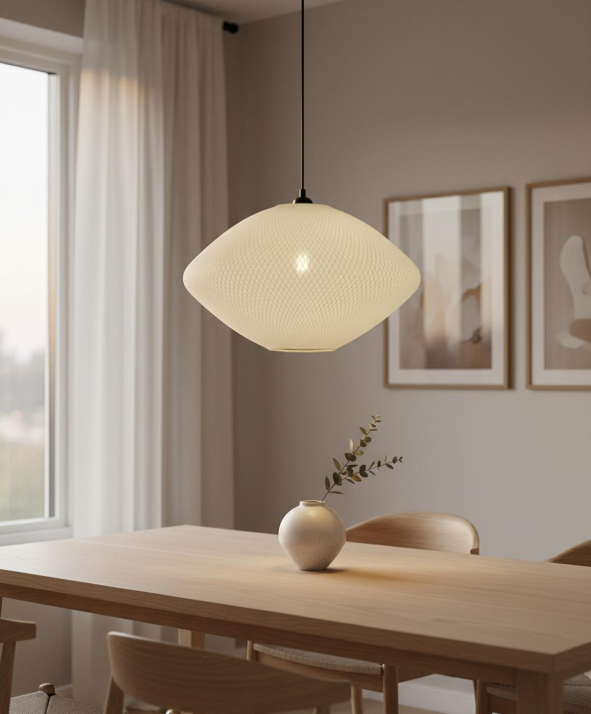 HÄNGELEUCHTE 50/120 cm   - Beige, Design, Textil/Metall (50/120cm) - Collet's Monde