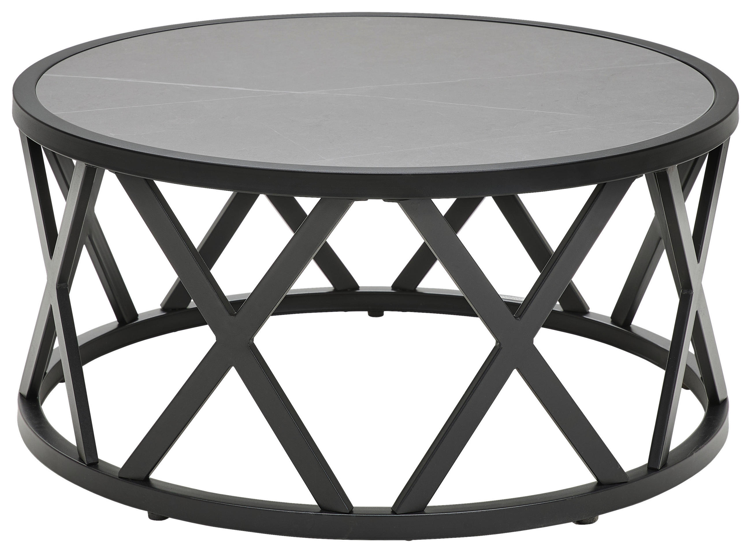 KONFERENČNÍ STOLEK, černá, světle šedá, kov, kámen, 75/35/75 cm - černá/světle šedá, Design, kov/kámen (75/35/75cm) - Livetastic