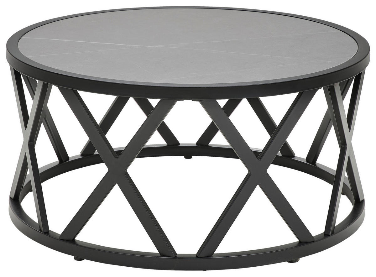 COUCHTISCH 75/35/75 cm rund Schwarz, Hellgrau  - Hellgrau/Schwarz, Design, Stein/Metall (75/35/75cm) - Livetastic