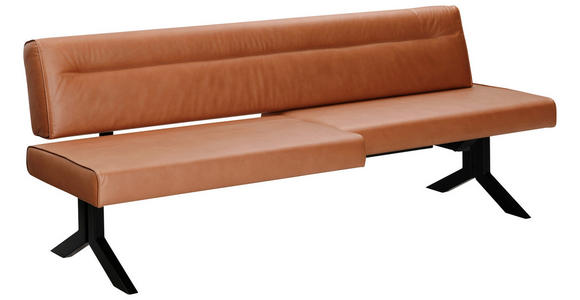 SITZBANK 220/87/70-86 cm  in Schwarz, Cognac  - Cognac/Schwarz, KONVENTIONELL, Textil/Metall (220/87/70-86cm) - Moderano