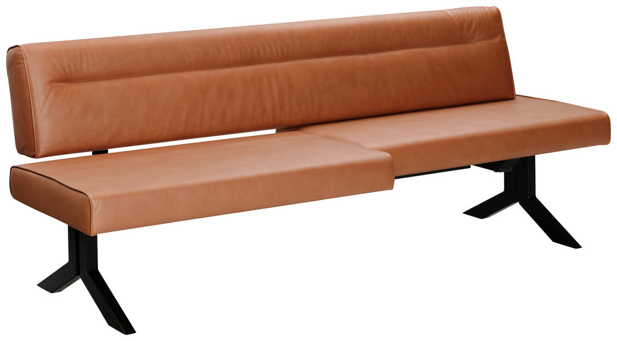 SITZBANK in Metall, Textil Schwarz, Cognac  - Cognac/Schwarz, Konventionell, Textil/Metall (220/87/70-86cm) - Moderano
