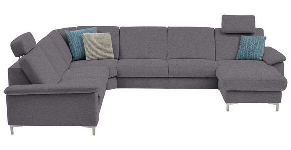 WOHNLANDSCHAFT  in Chenille Grau  - Alufarben/Grau, Design, Textil/Metall (265/333/170cm) - Dieter Knoll