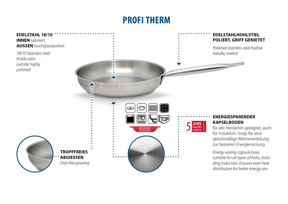 Thumbnail - ELO Bratpfanne Profi Therm, Silber, Metall, rund, backofengeeignet, Kochen, Pfannen, Bratpfannen
