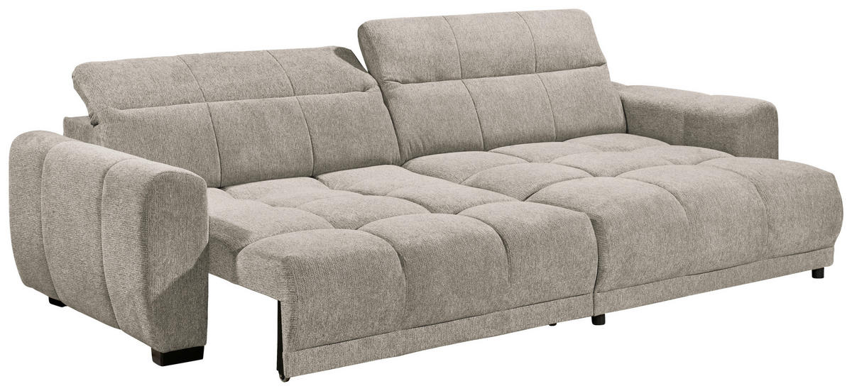 ECKSOFA Mikrofaser Sandfarben  - Sandfarben/Schwarz, Basics, Kunststoff/Textil (297/170cm) - Livetastic