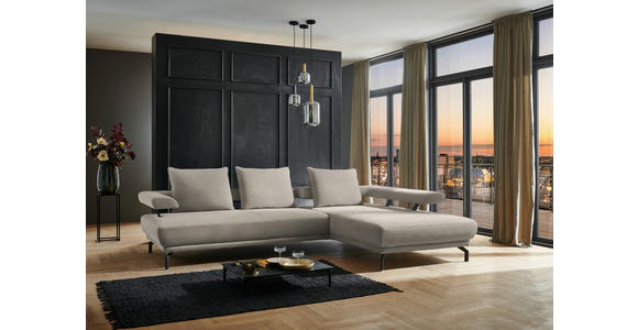 ECKSOFA in Chenille Greige 305/224 cm - Greige/Schwarz, Design, Textil/Metall (305/224cm) - Dieter Knoll