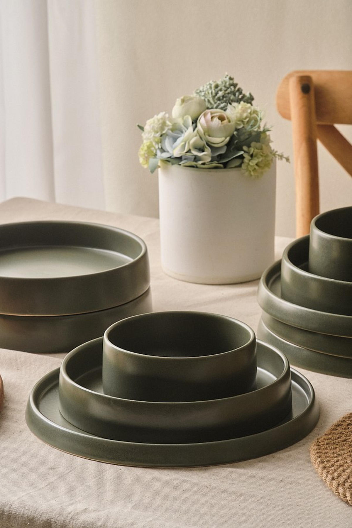 KOMPLETT SERVIS Kyoto 12 delar  - grön, Trend, keramik - Novel