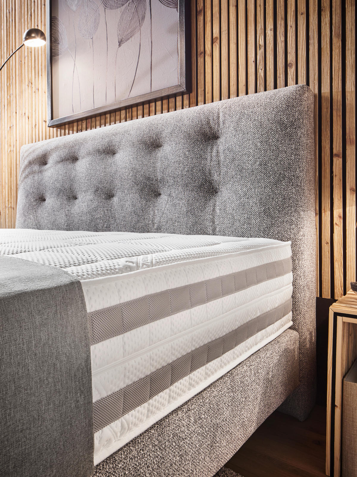 BOXSPRINGBETT 180/200 cm  in Grau  - Schwarz/Grau, KONVENTIONELL, Kunststoff/Textil (180/200cm) - Dieter Knoll
