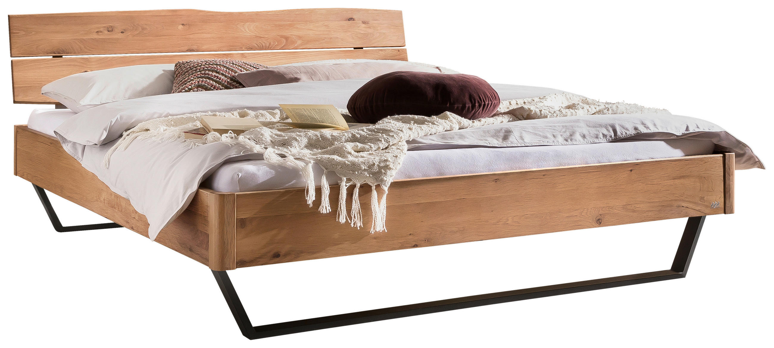 BETT 160/200 cm  in Anthrazit, Wildeiche  - Wildeiche/Anthrazit, MODERN, Holz/Metall (160/200cm) - Hasena