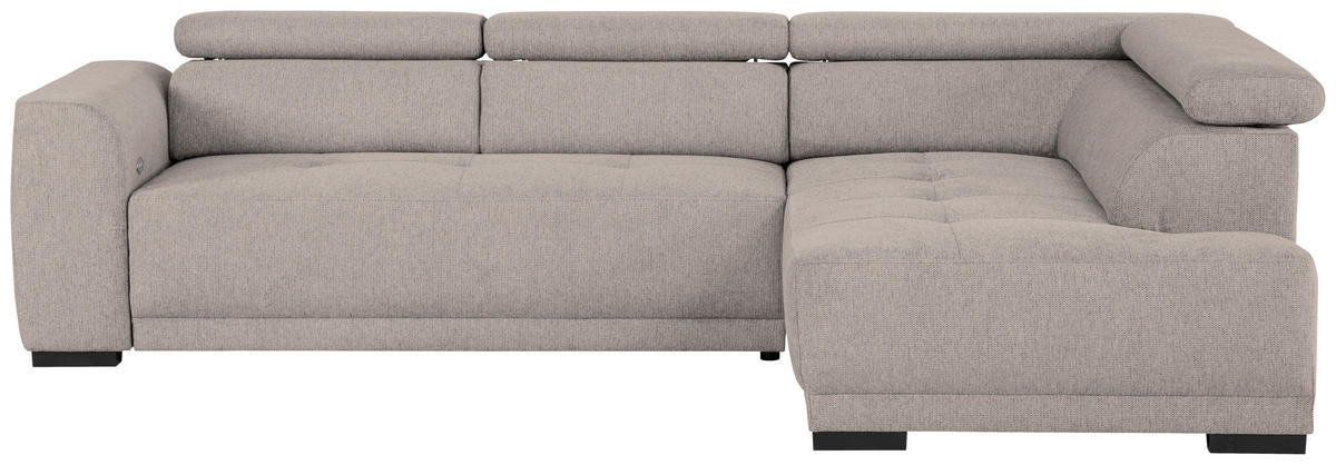 ECKSOFA Ottomane rechts, Eckteil  Taupe Struktur  - Taupe/Schwarz, Design, Kunststoff/Textil (284/205cm) - Xora