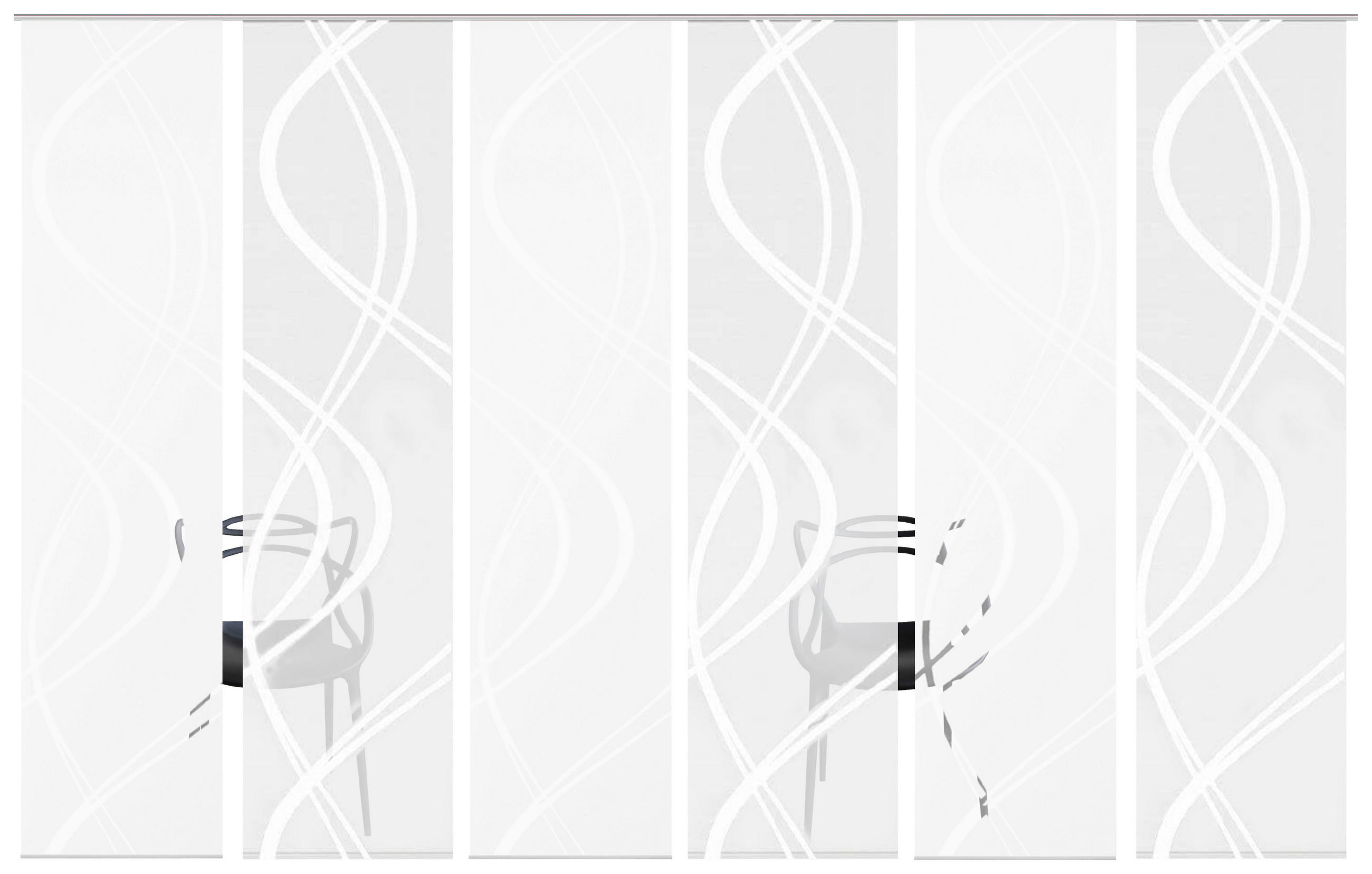 FLÄCHENVORHANG TIBERIO, 6-TLG. in Weiß halbtransparent  - Weiß, MODERN, Textil (60/245cm)