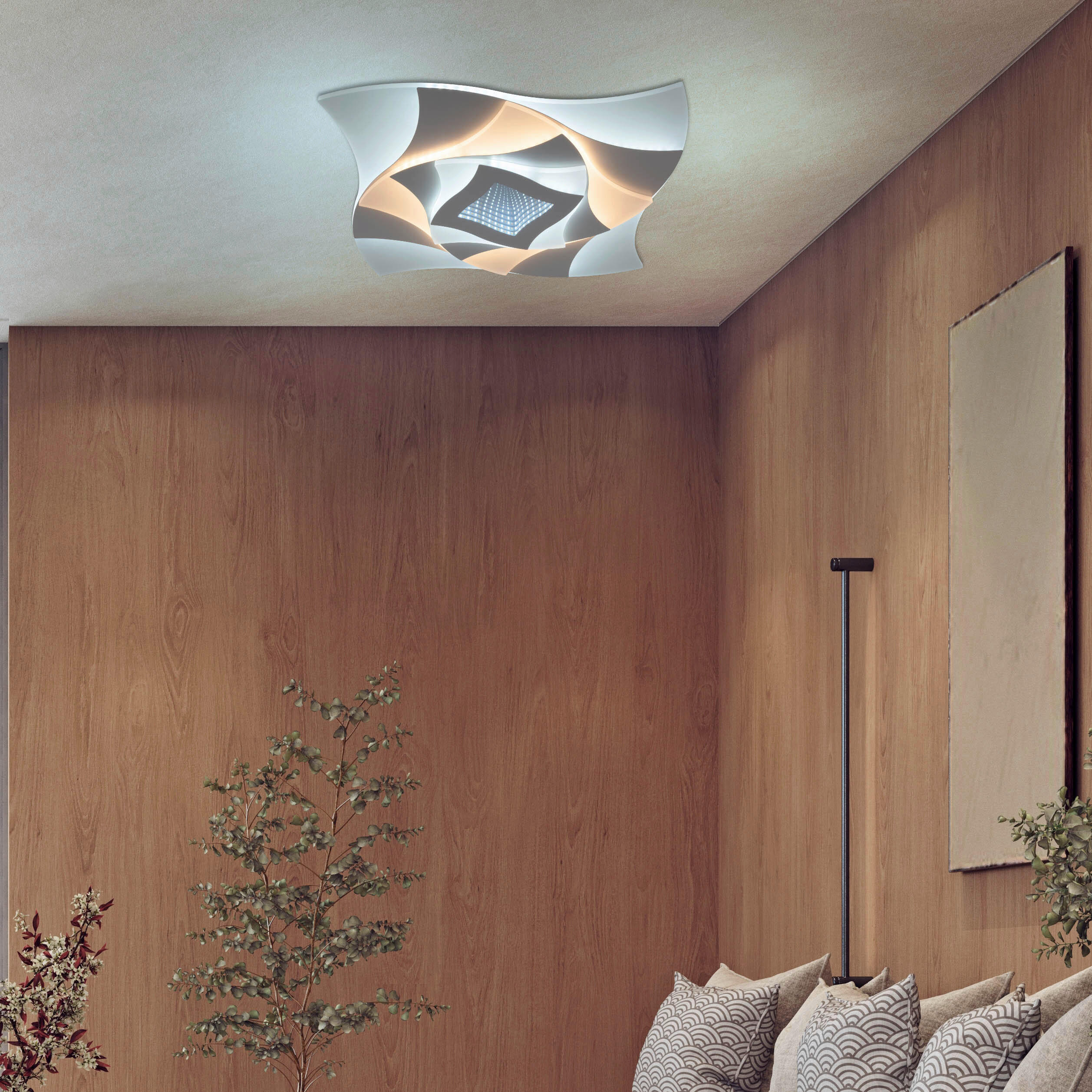 LED-DECKENLEUCHTE LIORA 48/48/6 cm   - Weiß, KONVENTIONELL, Kunststoff/Metall (48/48/6cm) - Näve